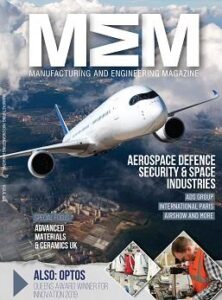 MEM UK magazine cover with image of an aircraft and text referring to aerospace defence security and space industries