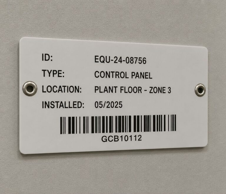 Control panel barcode label