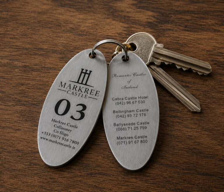 Engraved hotel room key tags