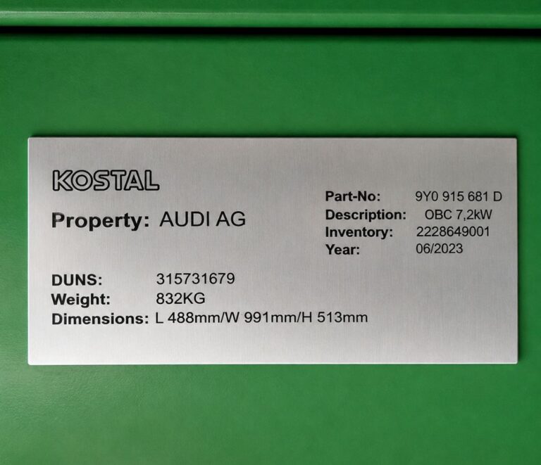 Industrial equipment property identification plate
