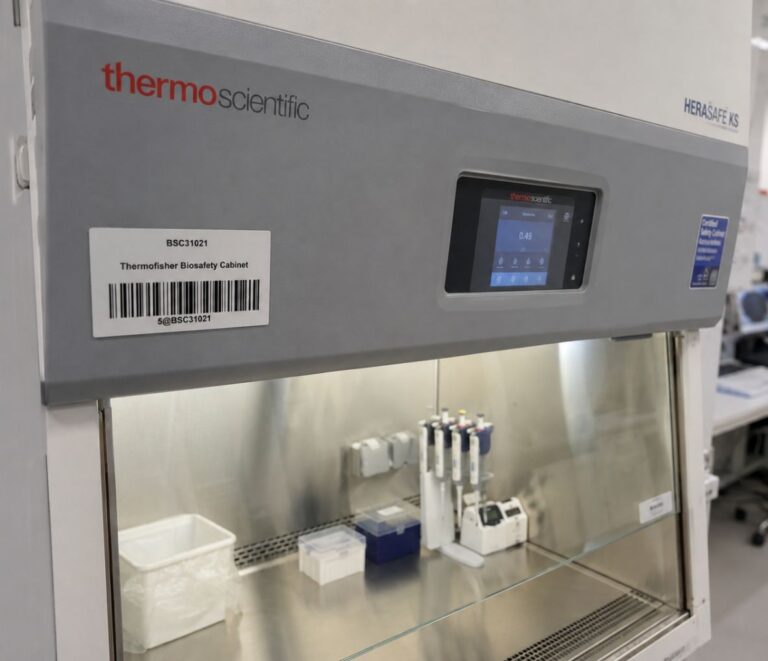 Laboratory equipment barcode identification label
